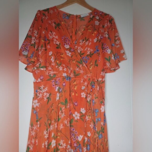 Calvin Klein Orange Floral High Low Dress - Picture 11 of 16